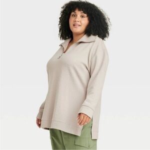 Ava & Viv Cream Half Quarter Zip Tunic
